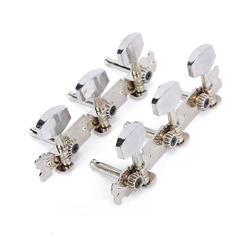 6Pcs Useful Acoustic/Folk Guitar Tuning Pegs Tuners Machine Heads Chrome Part 3R+3L Silver Guitar Tuning Nails Replacement Tool