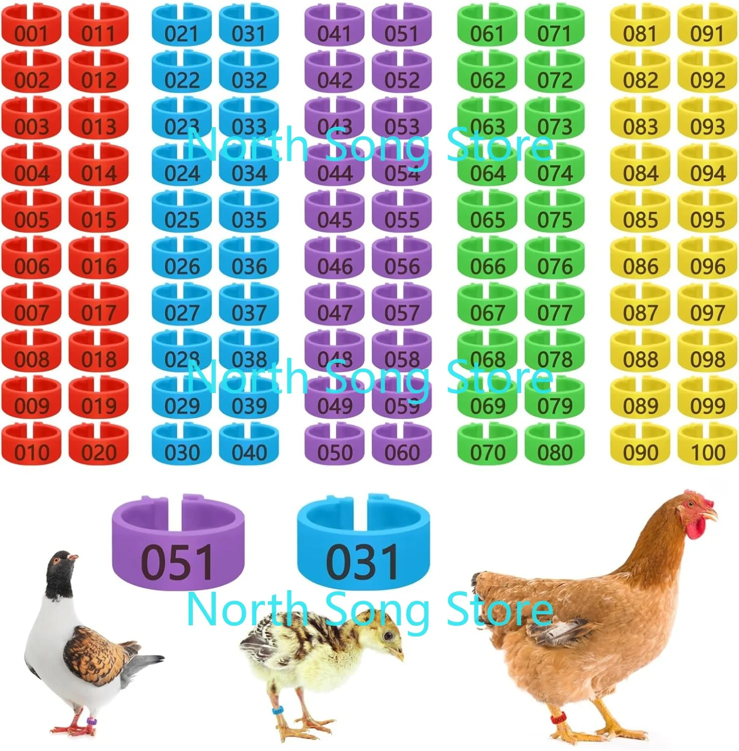 

100 шт. 16 мм пластиковые ленты для куриных ножек, повязки для ножек с цветным кодированием для цыплят и фермеров, дизайнерские куриные ленты с зубчатым кольцом