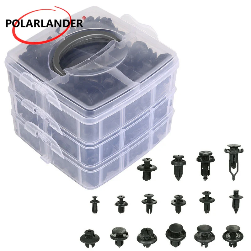 Auto Body Assorted Push Clips 16 Types 620PCS Universal Black Fastener Rivet For Car Bumper Door Fender Replacement Parts