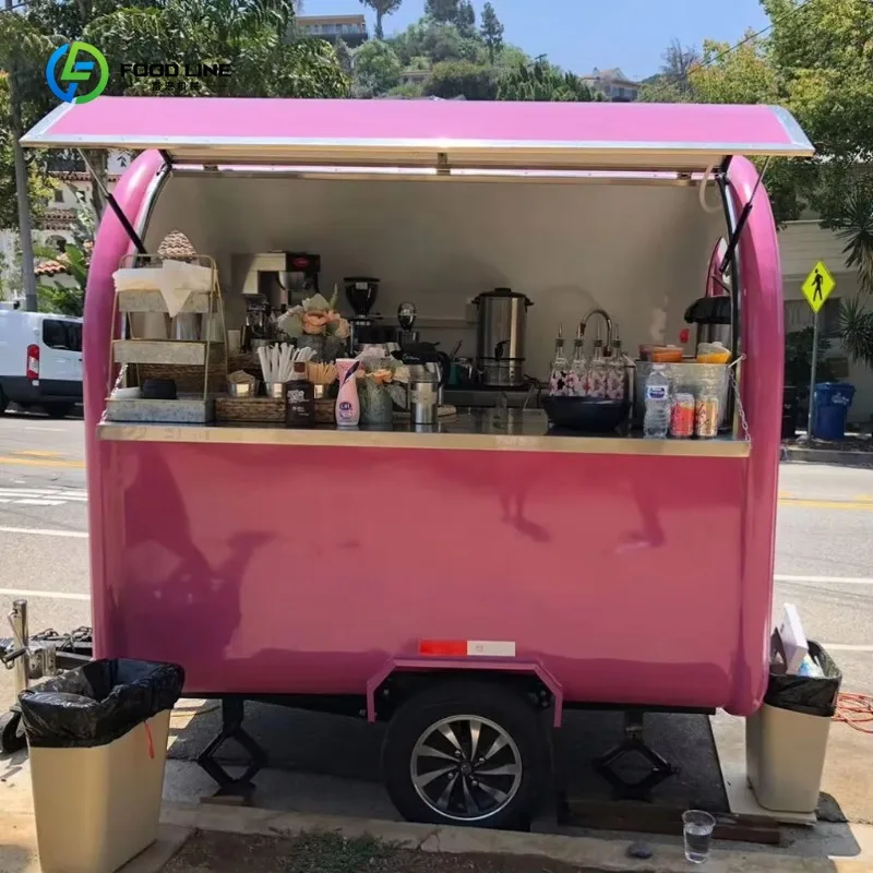 Ice Cream Coffee BBQ Mobile Food Trailer Kitchen Cart for Commercial Vending Service Custom