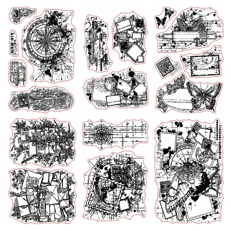 Retro kompas tło wyczyść pieczęć dla DIY Scrapbooking pieczęć tworzenie kartek A5098