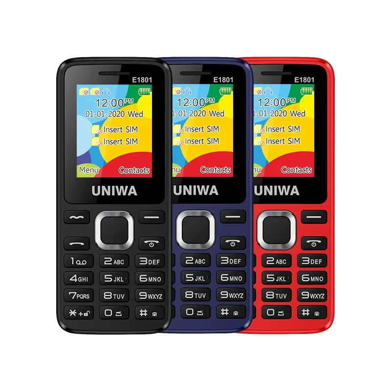 UNIWA E1801 Feature Phone with 1.77 Inch Display 800mAh Battery Dual SIM FM Radio Cell Phone for Elder Man Support TF Expansion