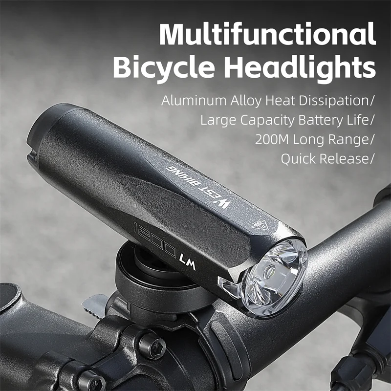 WEST BIKING Bicycle Headlights 600/900/1200LM Intelligent Light Sensing Front Light Dual Mount Type-C Rechargeable Flashlights