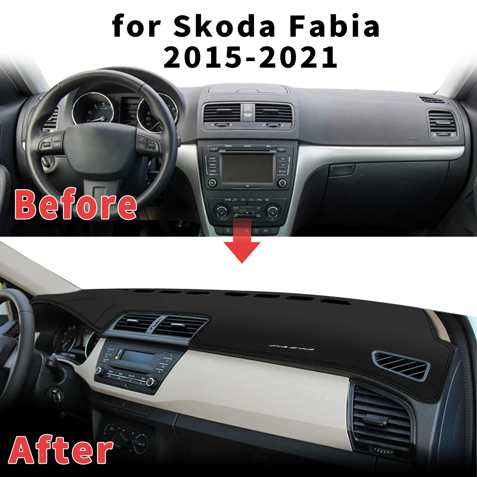 

for Skoda Fabia 2015 2016-2021 Dashboard Cover Sun Shade Protector Dashmat Anti-Glare UV Block Carpet Mat Automotive Dash Mat