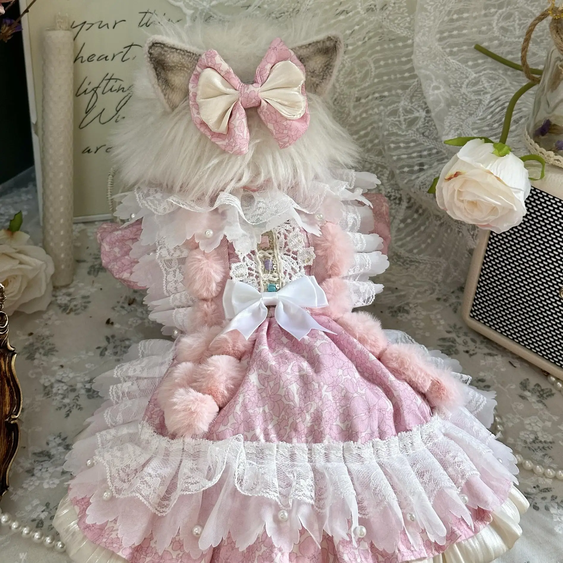 

Pet cat and Dog Dress clothes,Elegant Dresses For Dogs cat,Puppy Outfits Partywear,Christmas Halloween Costume for dog and cat