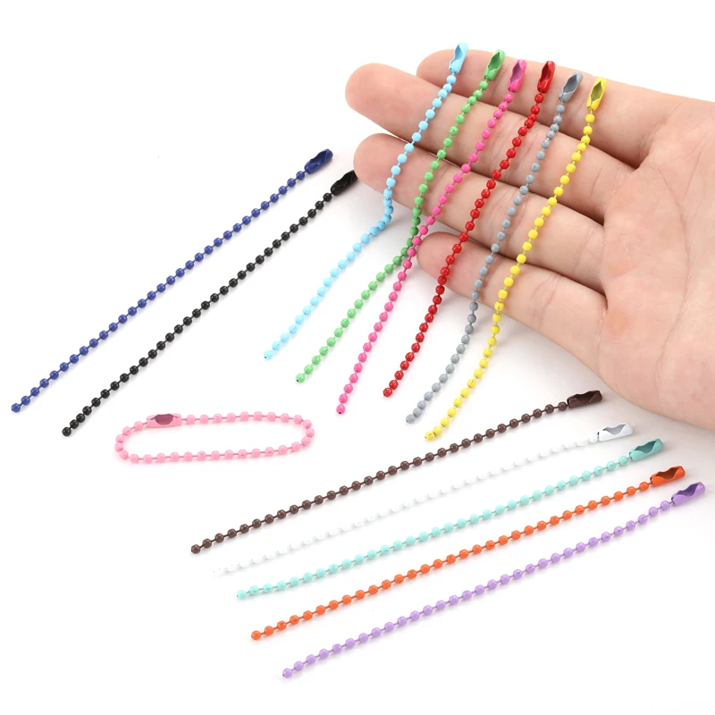 20pcs Colorful Ball Bead Chains Fits Key Chain Hand Tag Connector For DIY Bracelet Jewelry Making Accessorise Length 12CM