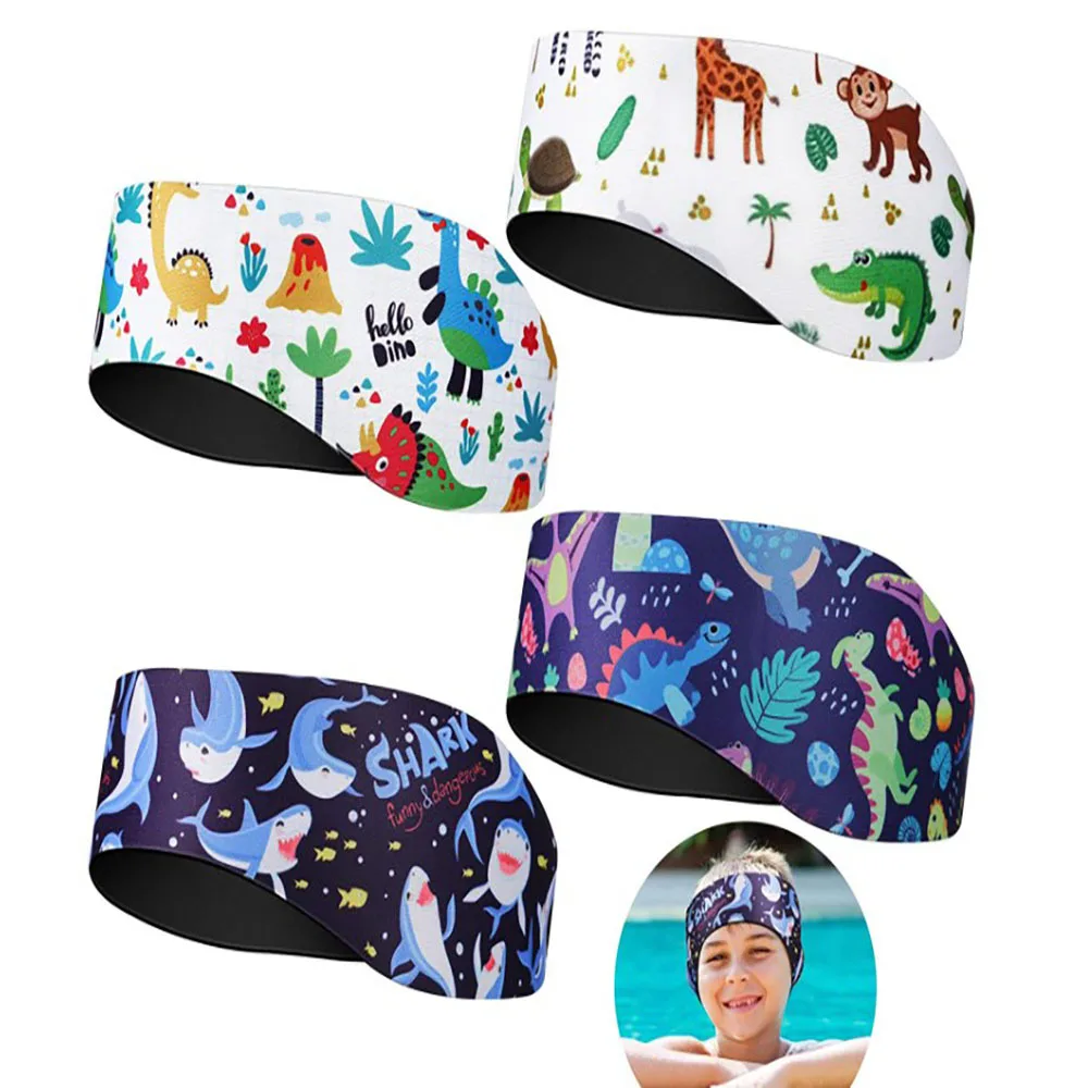 4pcs/set Lsize Adjustable Swimming Headband for Kids Adults Children Neoprene Swimmers Waterproof Ear Hair Band for Men Women