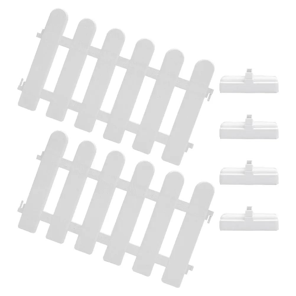

2 Wood Fences 50x30 Decorative PVC Yard Decor Garden Fence Panels with Base for Yard Terrace DIY Scene Ornament