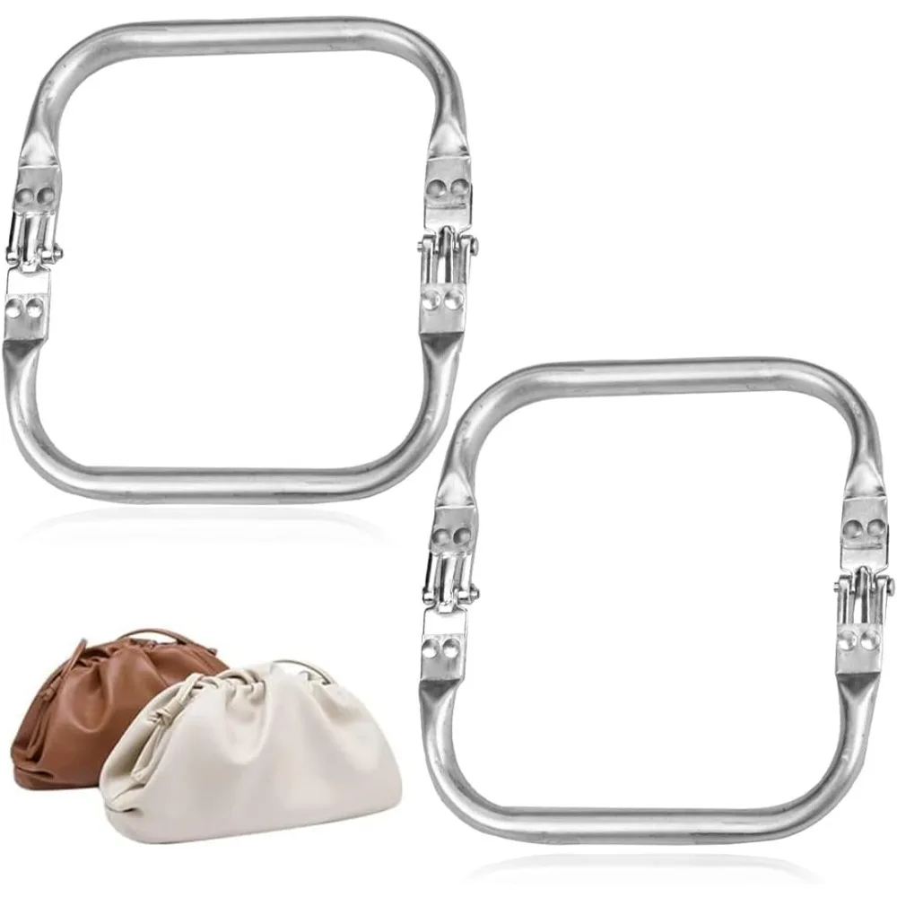 2 Pieces 200mm Aluminum Bag Kiss Clasp Shaped Tubular Inner Frame,Crochet Bag Closures,Square Clutch Frame Assembled Bag