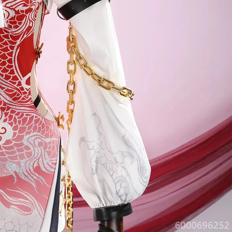 Naraka Bladepoint Zai Косплей Костюм Китайский Стиль Красный Cheongsam Платье Парик Женский Сексуальный Карнавальный Костюм на Хэллоуин