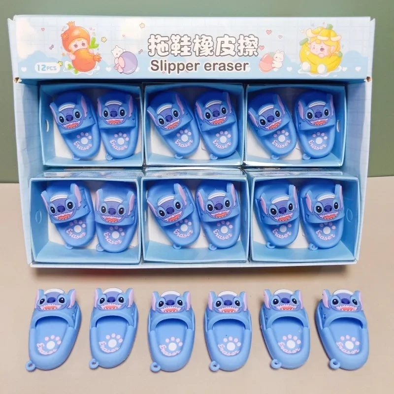 MINISO 2pcs Cartoon Eraser Stitch Slipper Shaped Eraser School Supplies Children Portable Mini Eraser Children\'s Day Gifts