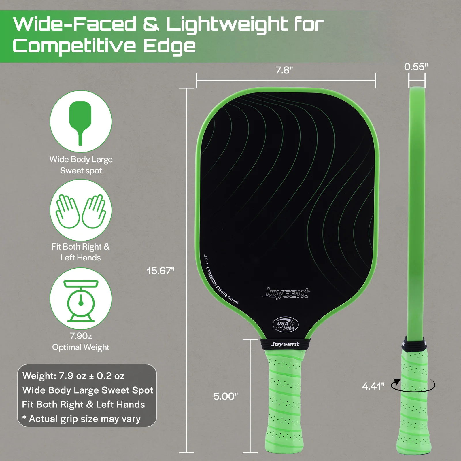 Joysent Pickleball Paddles USAPA Approved T300 Carbon Fiber Set of 2 Lightweight Pickle Ball Rackets with 4 Balls 1 Carry Bag - Image 3