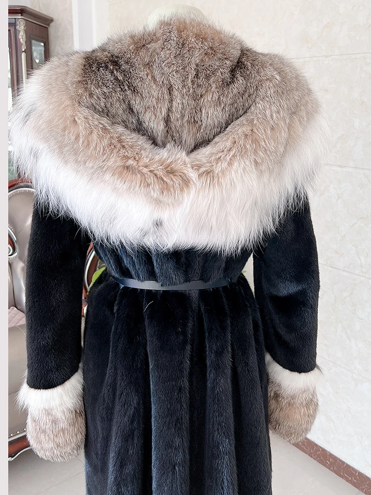 Fangtai 2024 Winter Warm Luxury Lynx Real Fur Coat Women Natural Real Mink Fur Jacket Outwear FemaleVest Coats Fashion X-Long