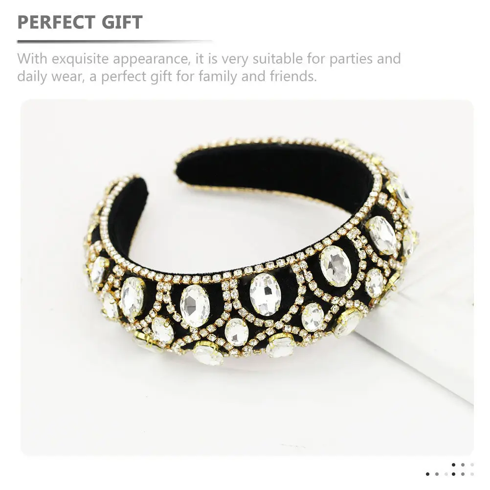 Rhinestone Headband Baroque Style Sponge Material for Women Elegant Comfortable Design Chic Hair Accessory for Parties