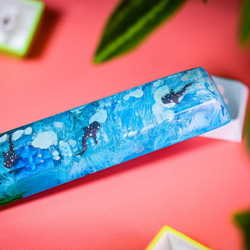 Organism Resin Keycap Creactive Art Keyboard Decoration Whale Figure Scene Ocean Theme 3D Landscape Replaceable Keyboard Keys