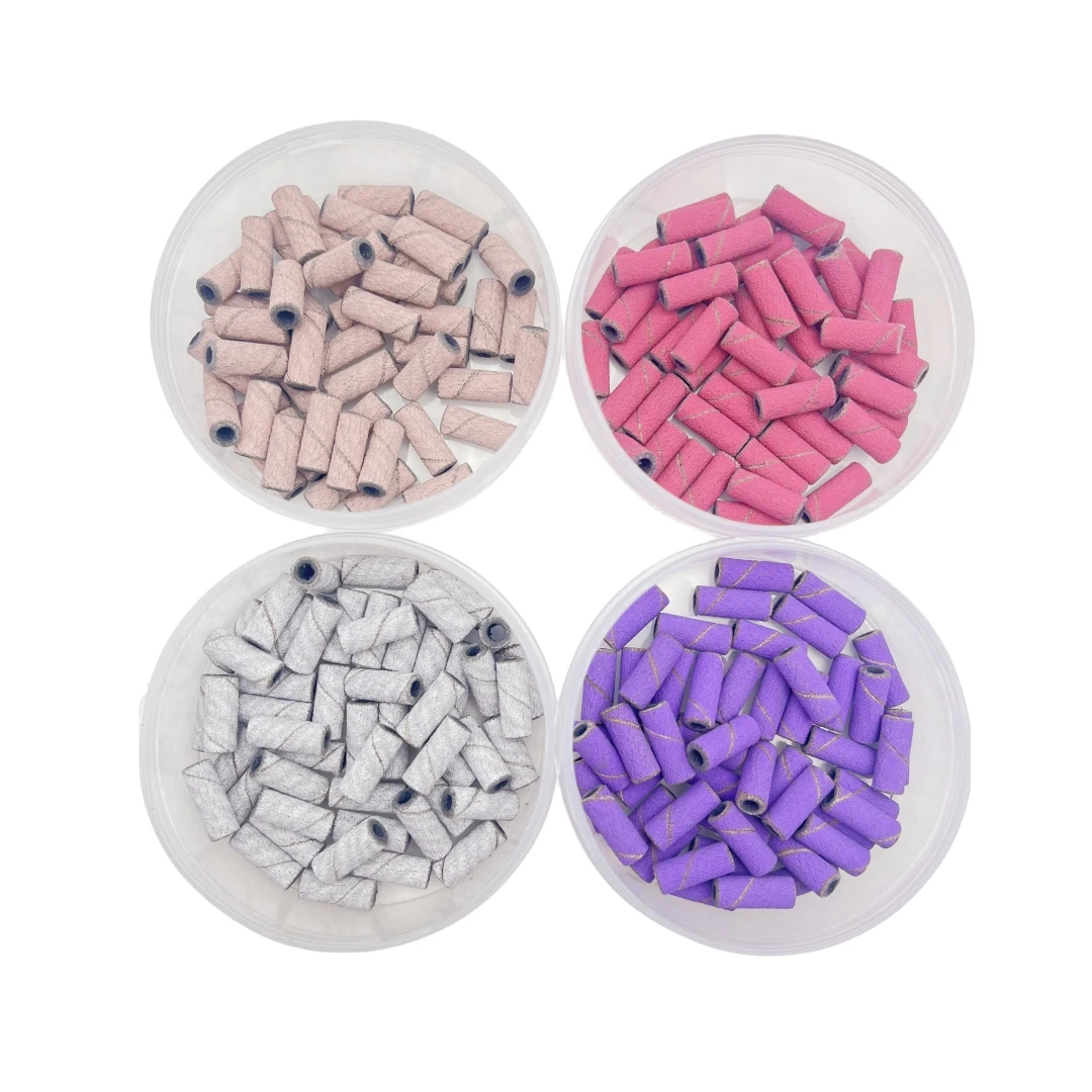 50Pcs/Box 3mm Thickened Small Sanding Bands for Nail Drill Mini File Polishing Nail Cuticle Clean No Stainless Steel Mandrel Bit