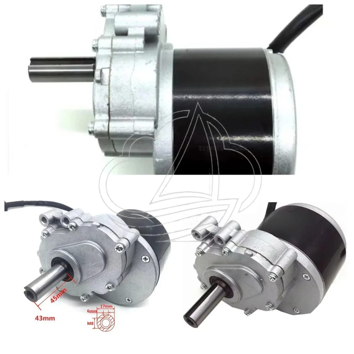 Extended Shaft 250W 24V DC Brushed Reduction Motor, Low Speed High Torque Motor for Wheelchair Driving