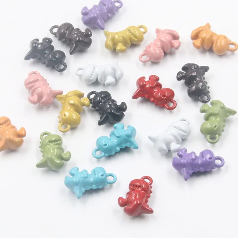 10Pcs/lot 10 Color 12*16MM 3D Dinosaur Metal Charms Pendant Earring Bracelet DIY Necklace Jewelry Making