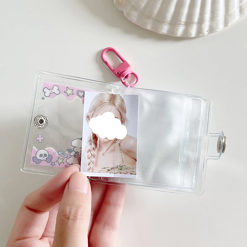 1PC Jewelry Photos Holder Pockets Portable Key Chain 2 Inch Mini Photo Albums For Photos Cards Small Album Book Card Holder