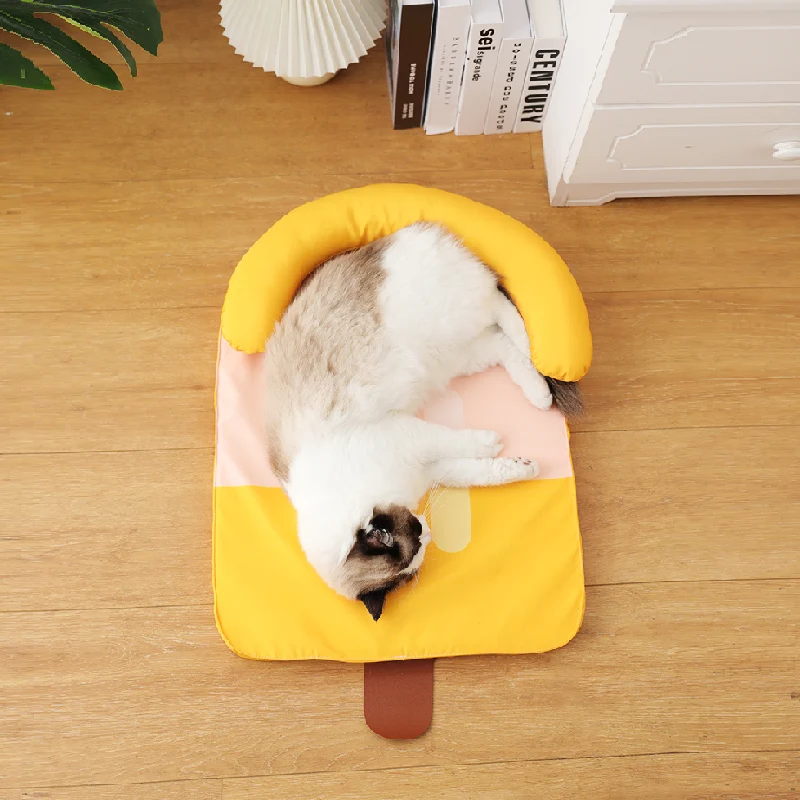 

Summer Cold Dog Bed Bed Effect Cooling Cat Mat Cute Popsicle Shape Ice Dogs Sleeping Pad Washable Cool Cats Cushion Pet Beds