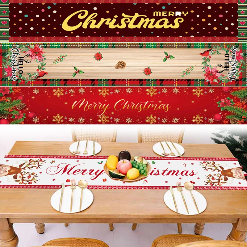 Merry Christmas Tablecloth Polyester Snowflake Tablecloths Multiple Styles New Year Dinner Table Cloth Cover Home Decorations