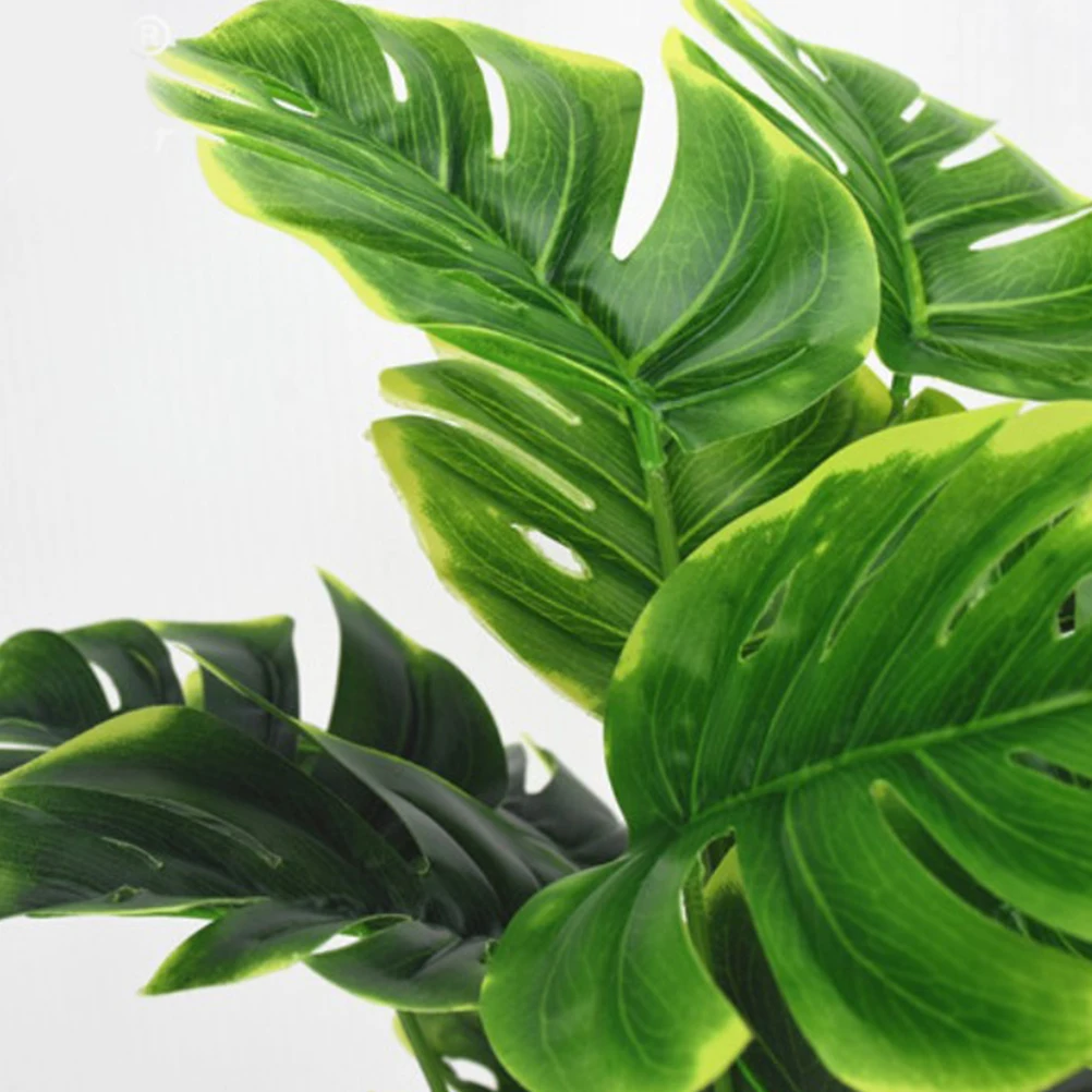 

Simulated Turtle Leaf 18 Branches Monstera Plants Lifelike Decor Artificial Leaves