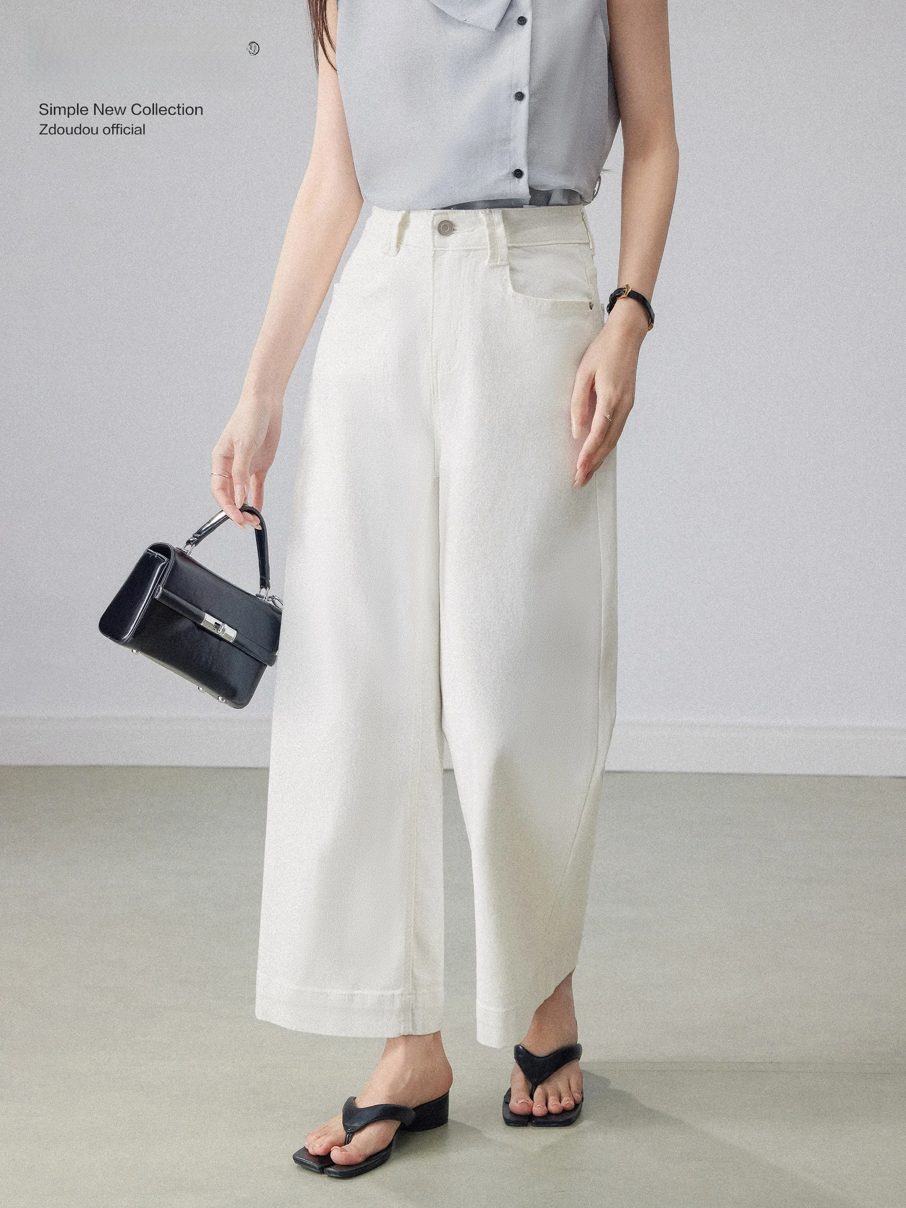 

High Waist Straight Leg Casual White Jeans Women's Spring 2026 New Style Slimming Loose Versatile Wide Leg Pants