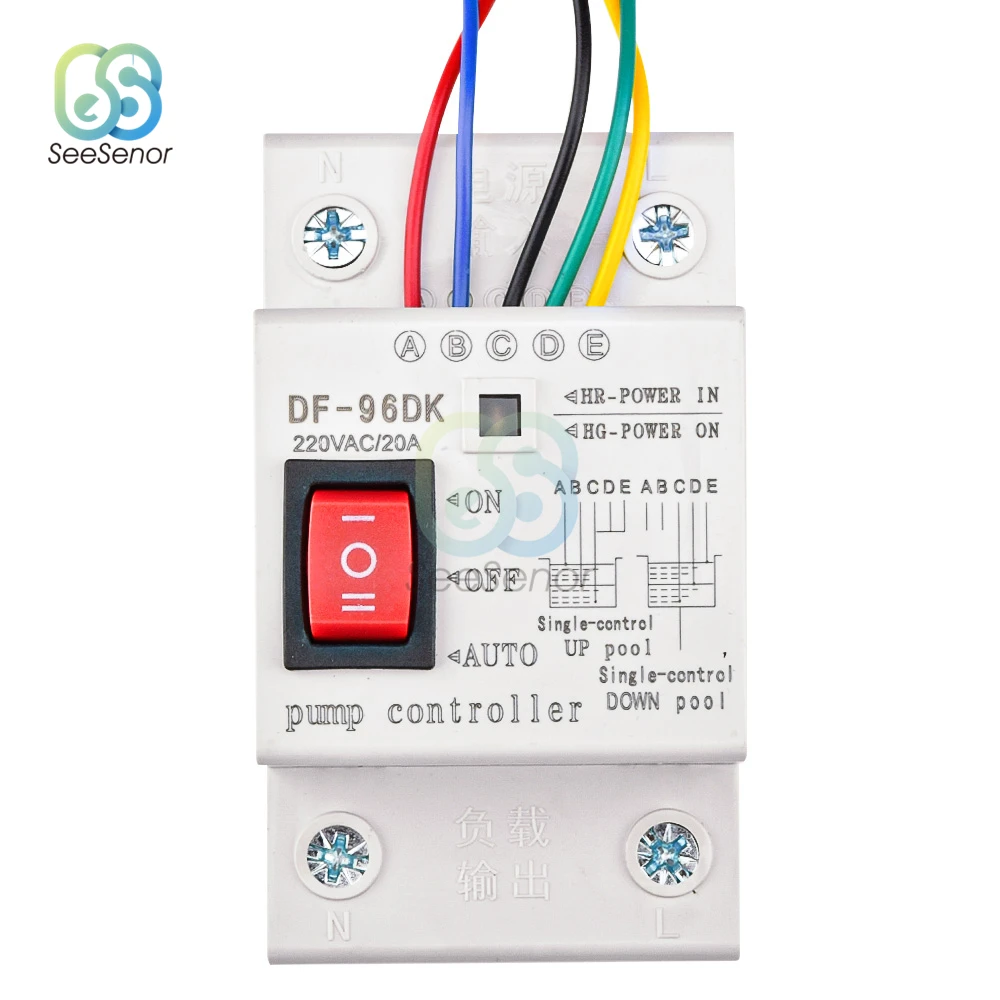Imagem -02 - Interruptor Automático de Controlador de Nível de Água Tanque de Água Sensor de Detecção de Nível Líquido Controlador de Bomba Df-96d Df-96dk 20a 220v