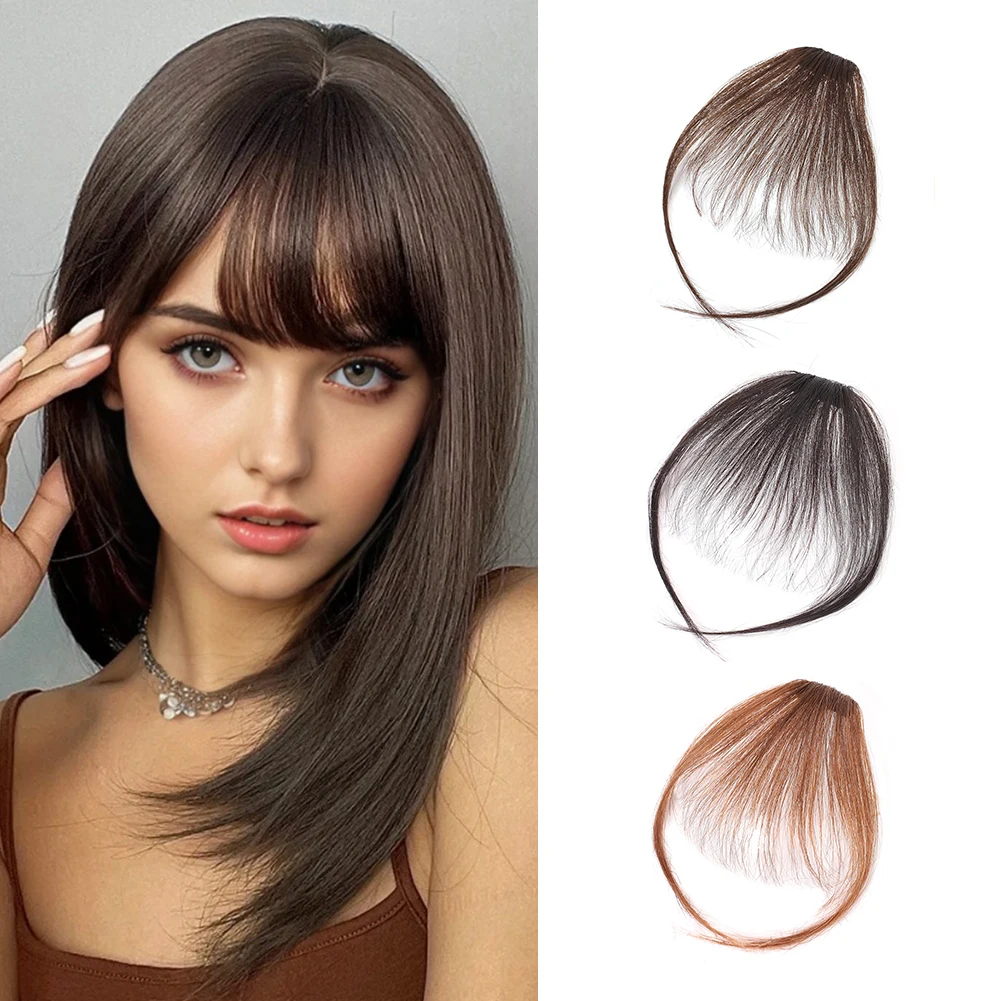 

Заколка для челки, человеческие волосы, воздушная истонченная занавеска, плоская тонкая челка, бахрома с висками, наращивание шиньонов, натуральные изогнутые для повседневного использования