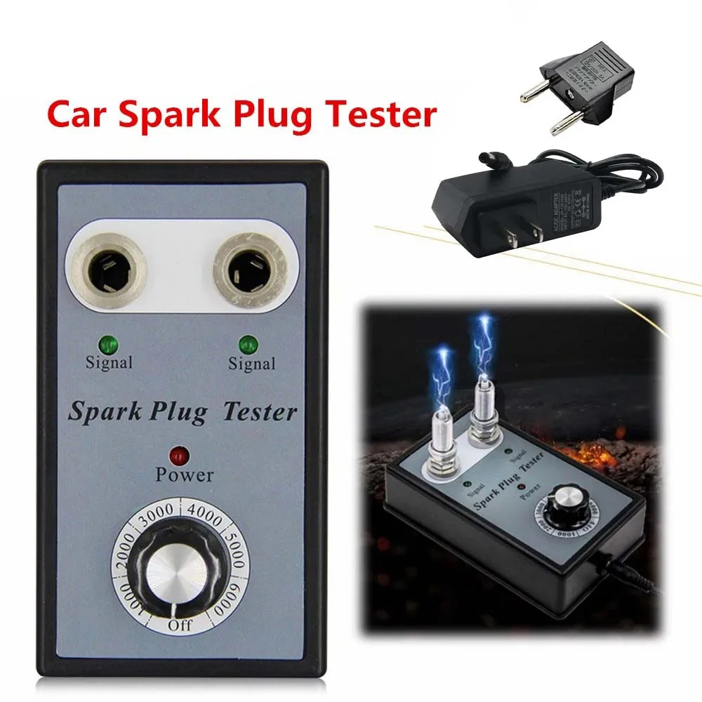 Car Spark Plug Tester Dual Slot Ignition Coil Checker With EU Plug For 12V Engines