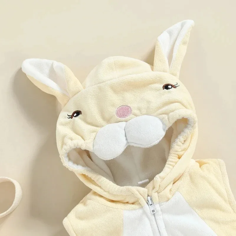 زي Umorden Cutie Baby Infant Rabbit Bunny لعيد الفصح والهالوين مع قلنسوة بدون أكمام 0-18 شهرًا