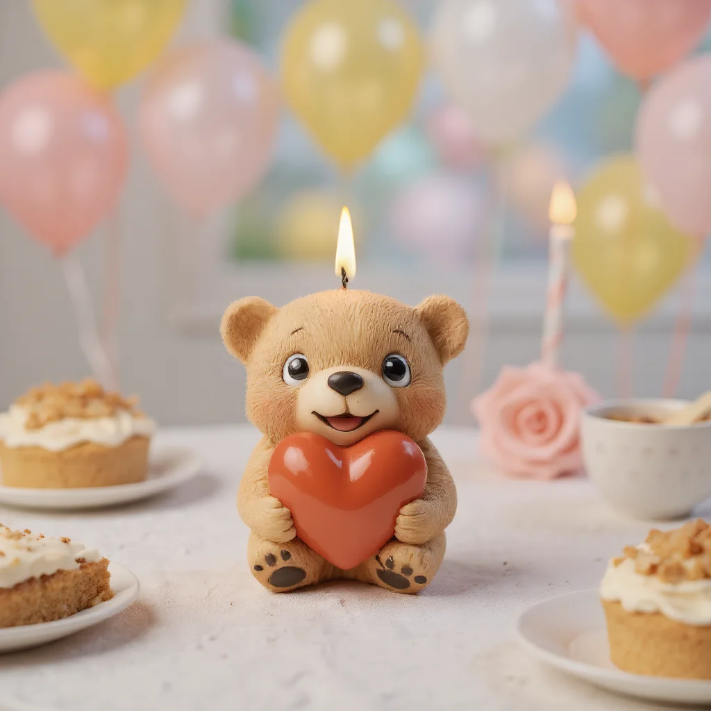 

DIY Scented Silicone Candle Mold with 3D Bear Heart-Shaped Creative Ornament Soap Molds for Candles Making Moule De Bougie