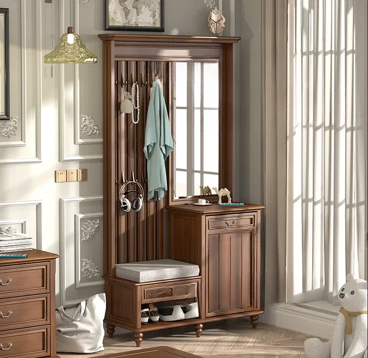 Clothes Rack with Dressing Mirror, Doorstep Storage Cabinet for Household Use, and Entry Into The Hallway Cabinet