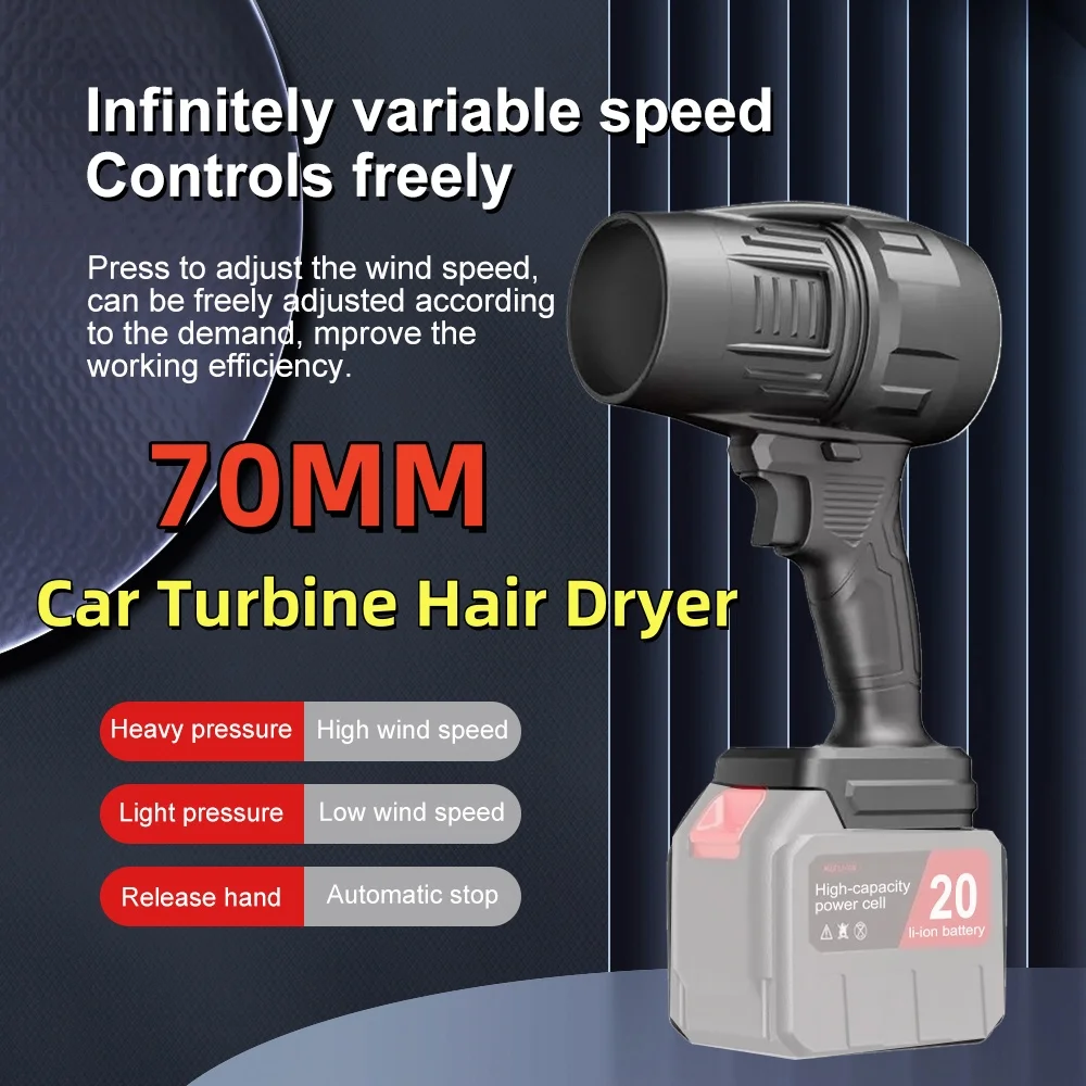 

70mm Handheld Car Turbine Hair Dryer Cleaning Violent Air Gun Jet Fan Electric Powerful Blowers Snow Removal Dryer for Makita