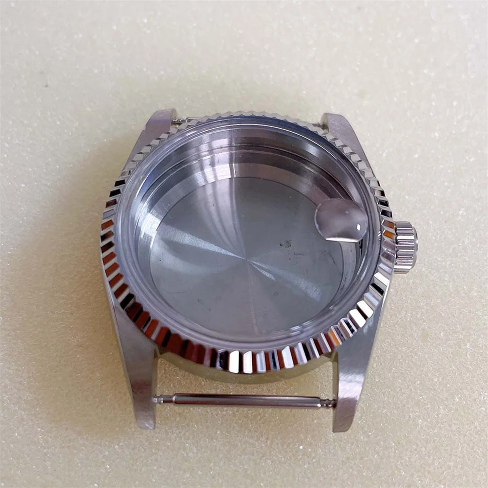 Casing jam tangan 36MM untuk NH35/NH36/4R, aksesori casing jam tangan pengganti cangkang baja tahan karat kaca akrilik gerakan