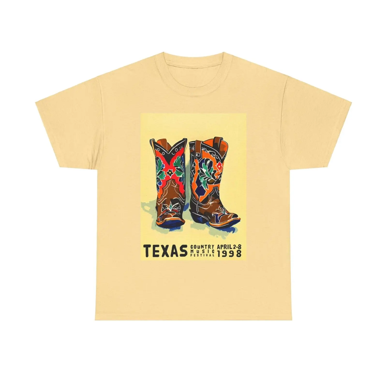 Texas Country Fest T Shirt Merch Cowboy Boots Art Heavy Cotton