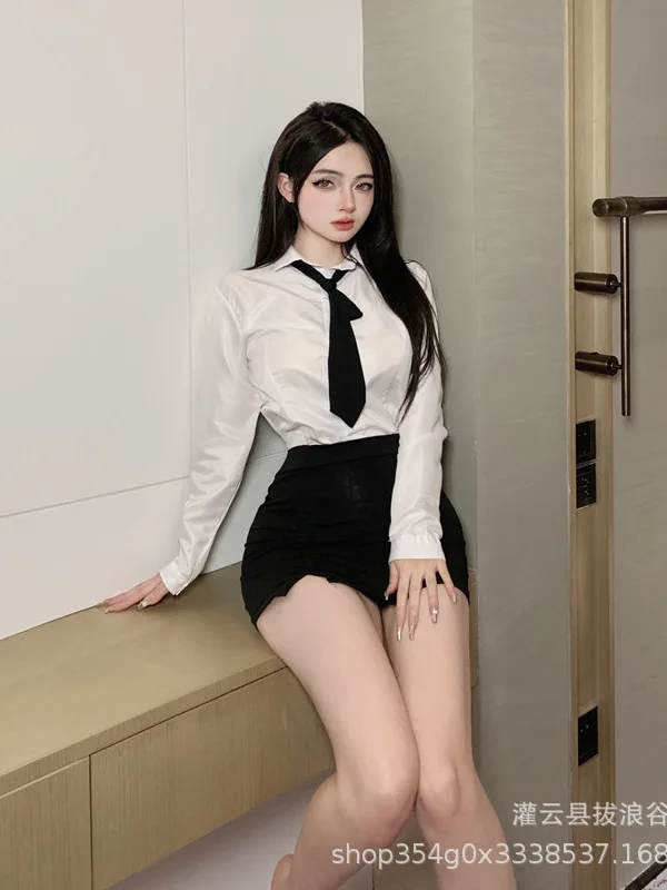 Lingerie Sexy Secretary Mature Charm Elegant Gentle Student Uniform Temptation White Black Skirt Professional Stretch Set YYDL