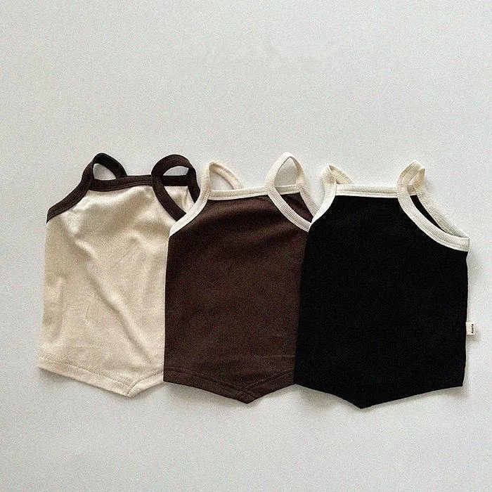 

Summer Boy Baby Homewear Solid Thin Suspenders Bodysuit Girl Infant Breath Comfort Casual Cotton Onesie Newborm Fashion Clothes