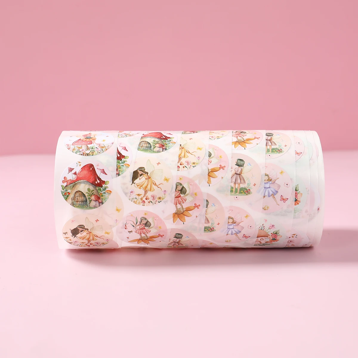 500 قطعة/المجموعة الجنية قزم ملصق 2.5 سنتيمتر/1 بوصة زهرة الجنية الشارات ملصقات لطيف الجنية موضوع حفلة عيد ميلاد الديكور ملصقات مستديرة #4