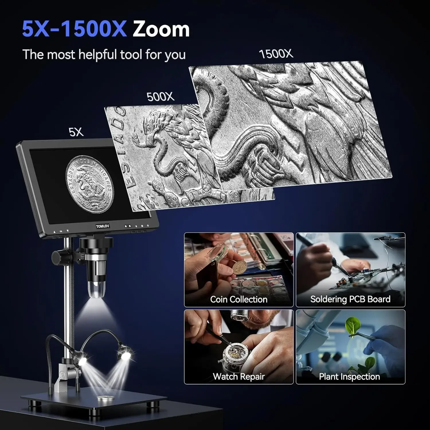 DM9 Max 10.1 "HD IPS HDMI Digitale Microscoop 1500X 20MP Coin Microscoop Vergrootglas voor Fout Coin LCD Soldeermicroscoop