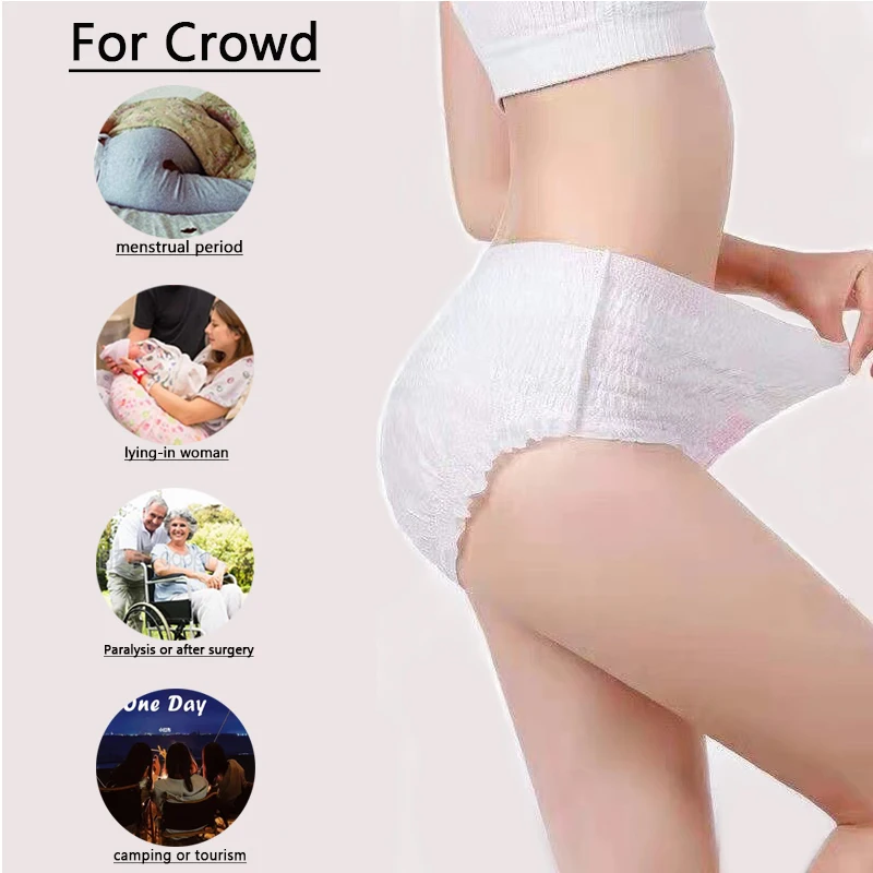 10pcs/pack Disposable Sanitary Pants Night Use Diaper Pants Sanitary Napkins Ultra-Thin Menstrual Pants Postpartum Care Pad