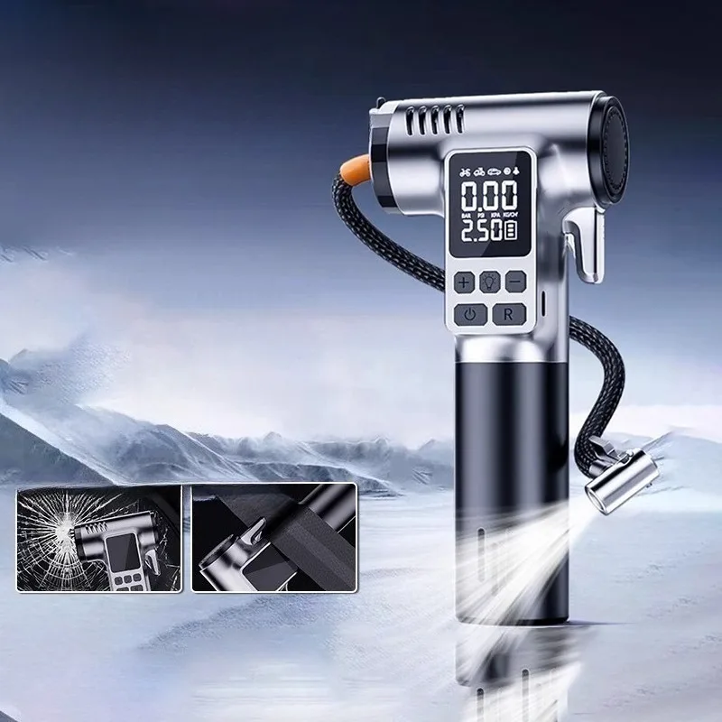 

Car Wireless Safety Hammer Car Bicycle Tire Electric Pump Black Simple Multifunctional Portable Inflatable Pump Car Supplies