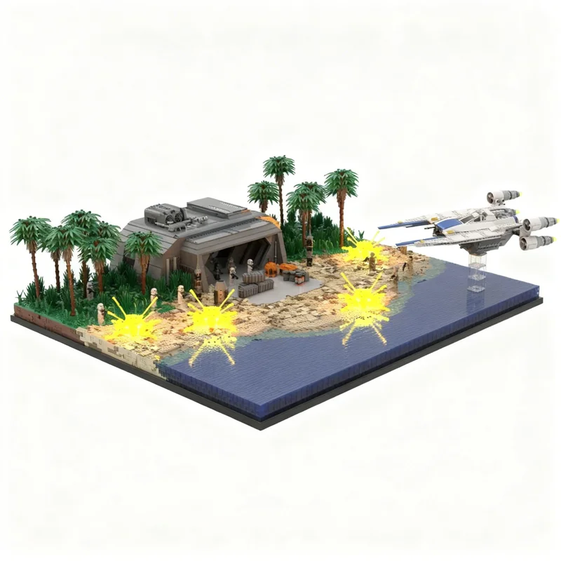 8216pcs MOC Star Battle Series Tropical Base Beach Attack Model Building Blocks Construction Toy Christmas Gift Education Brick