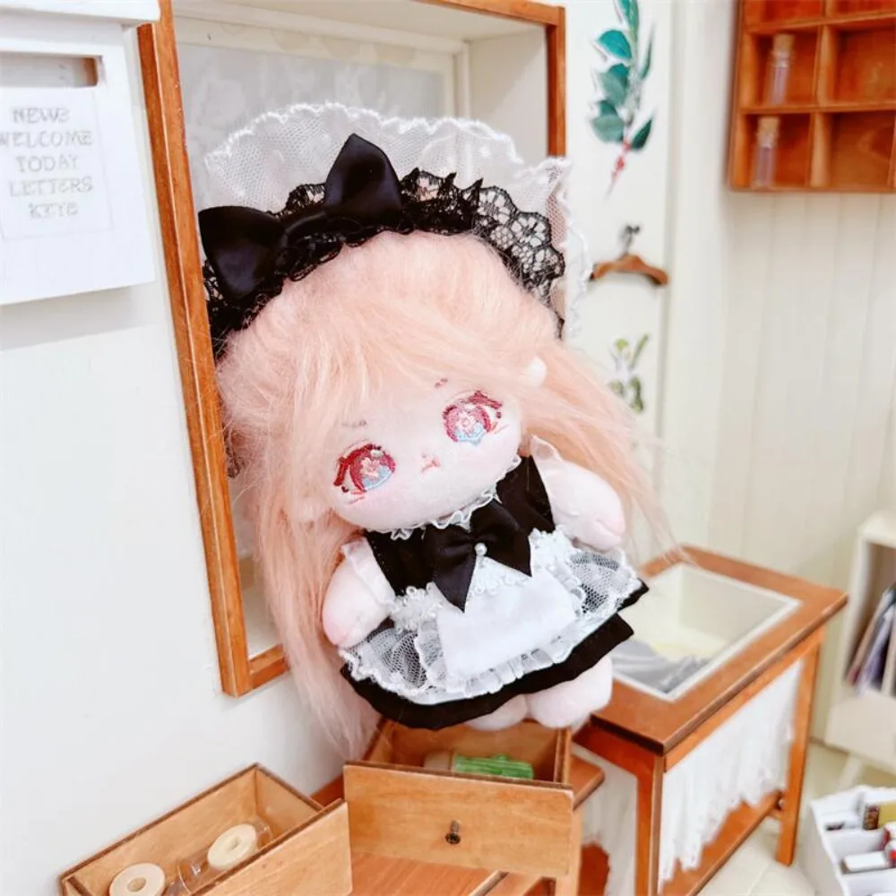 Maid Dress Cotton Doll Maid Skirt Headwear Apron 10cm Cotton Doll Clothes Dress Up Kawaii Idol Dolls Dress Doll Accessories