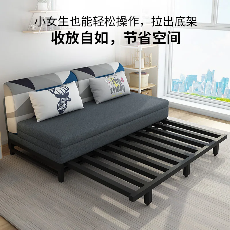 purpose living room, multi-functional sitting bedroom, small apartment, simple sofa bed, solid wood, foldable 1.5 meters double