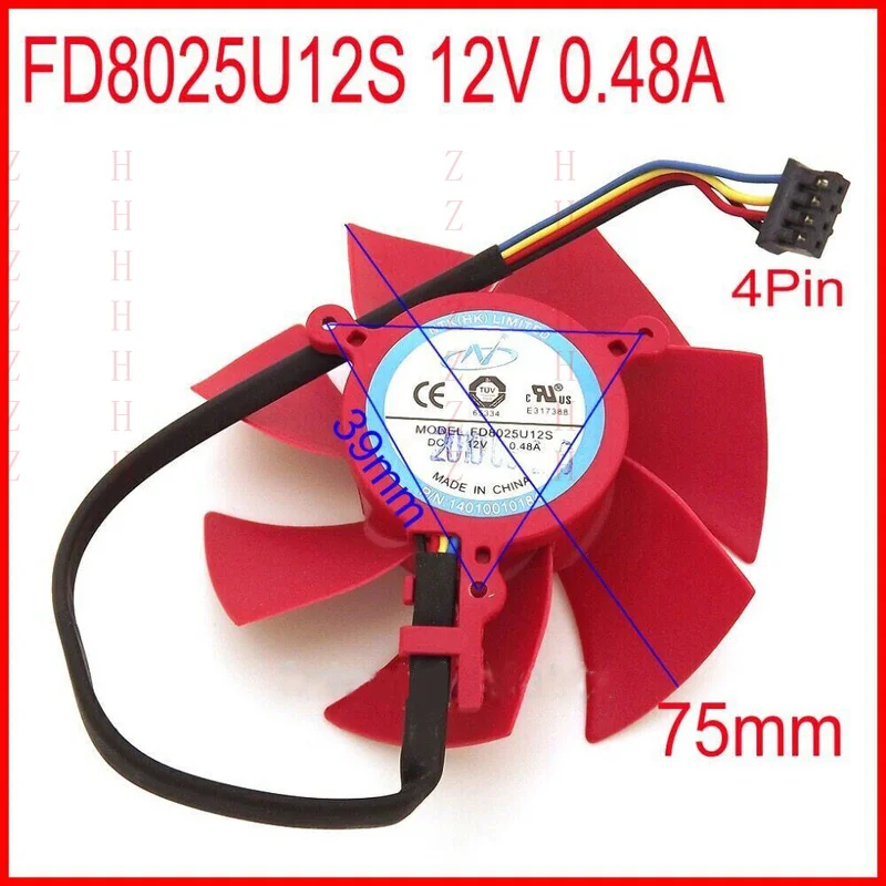 ZHZH   FOR   NTK FD8025U12S 12V 0.48A 75*39*39mm XFX HD5870 HD5850 graphics card cooling fan