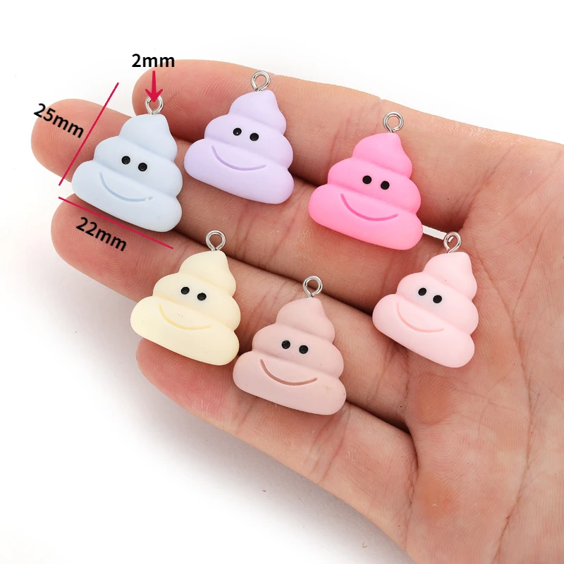5pcs Sweet 6 colors Resin Pet Shit Poop Charms for Earring Necklace Pendants DIY Craft Jewelry Making Accessories 22*25mm W353