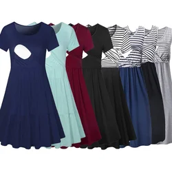Vestidos de maternidad Vestido a rayas de moda vestido de verano vestido suelto simple sin mangas ropa de mujer