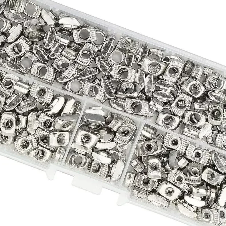 yesM3 M4 M5 M86 Half Round Elasticity Spring Nut Ball Nut and Nickel Plated T-Nut Hammer Head T Nut for 2020 Aluminum Profile