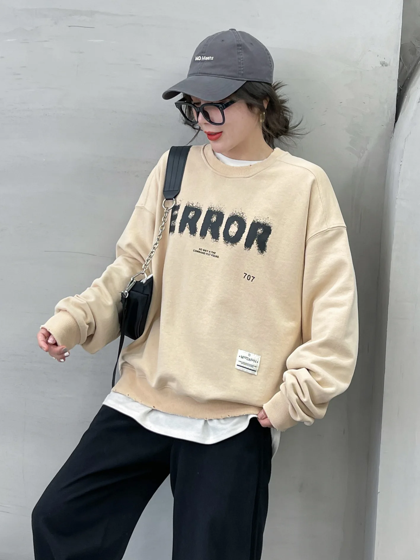 FAVRE Personality Letter Sweatshirts Womens Roundneck Slim Niche Pullovers Spring Autumn Korean Version Ins Fashion Casual Tops